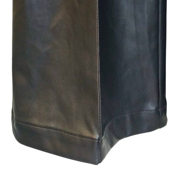 Loft NWT Chocolate Brown Tall Faux Leather Preppy Dark Academia Flare Leg Pants - Picture 5 of 6